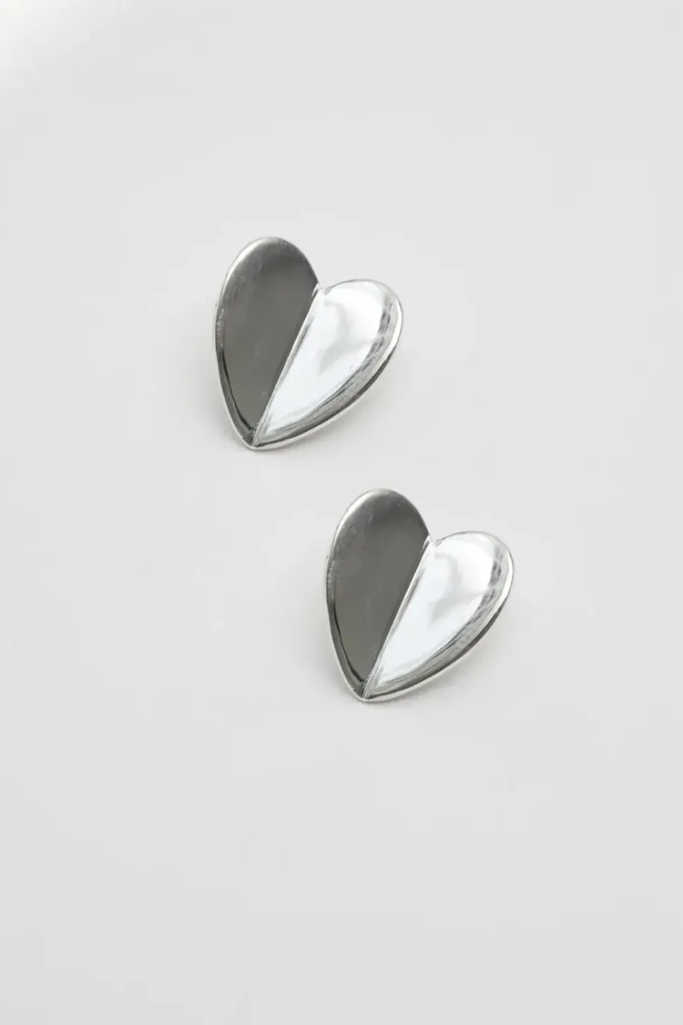 Recycled Sterling Silver 925 Heart Stud Earrings