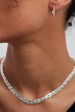 Recycled Sterling Silver 925 Herringbone Braided Necklace