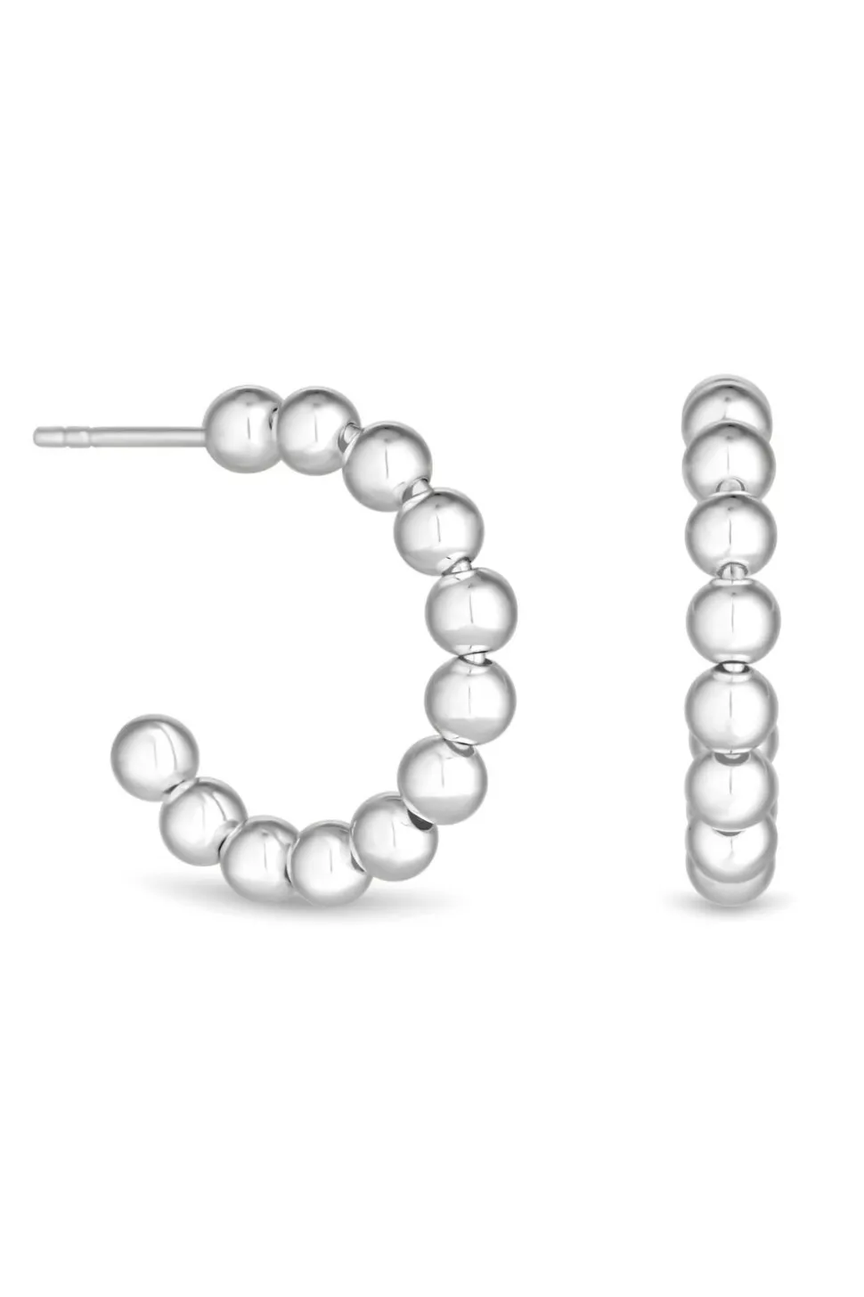 Recycled Sterling Silver 925 Polished Orb Hoop Earrings