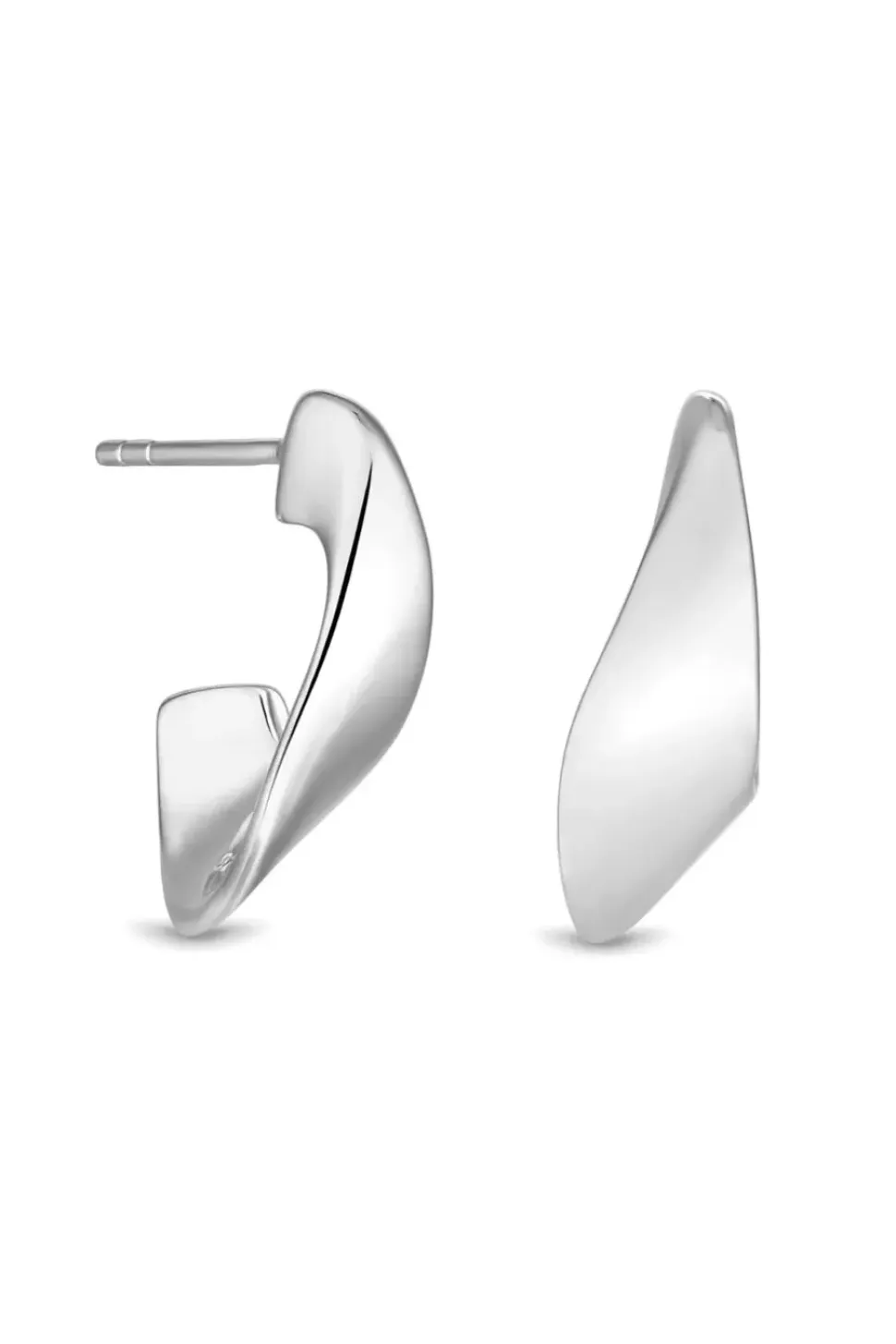 Recycled Sterling Silver 925 Ribbed Hoop Pearl Drop Earrings