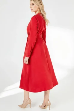Red Belted Shirt Dress