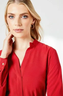 Red Belted Shirt Dress