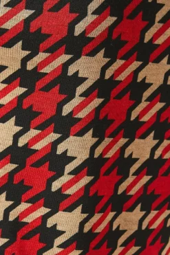 Red Dogtooth Jacquard Shift Dress