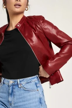 Red Leather Racer Jacket