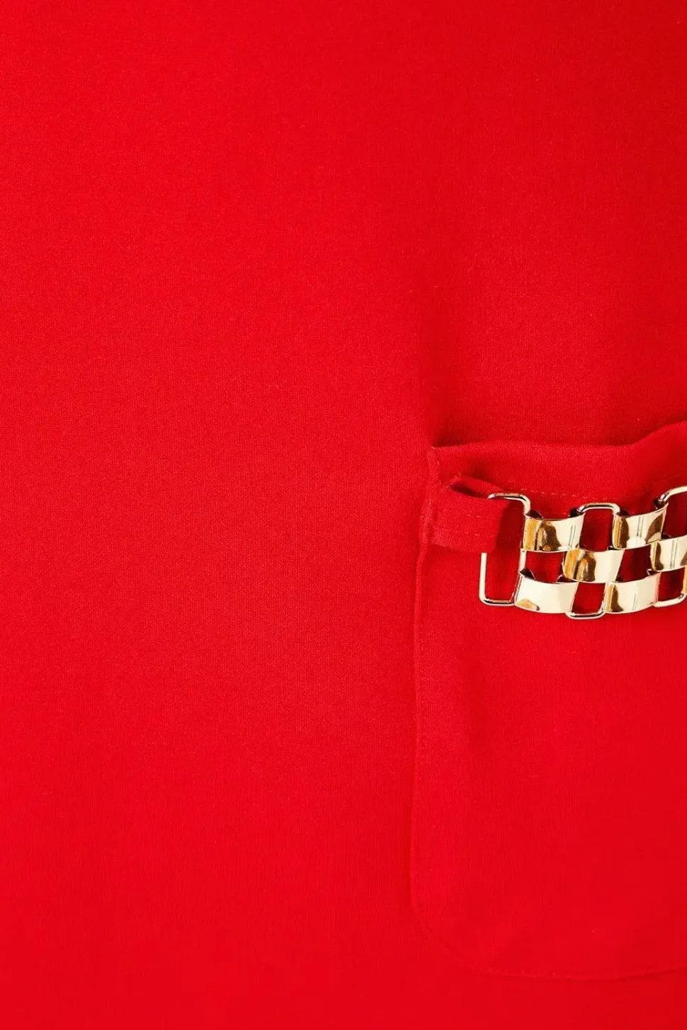 Red Pocket Detail Ponte Shift Dress