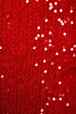 Red Sequin Velvet Pencil Dress