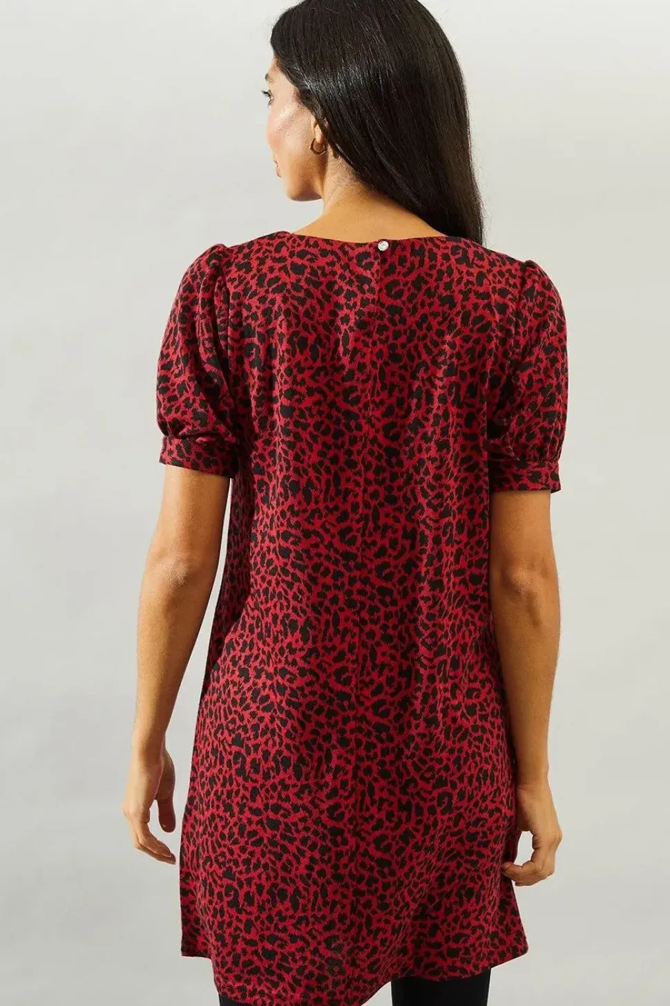 Red Short Sleeve Jacquard Ponte Shift Dress