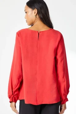 Red Sleeve Detail Top