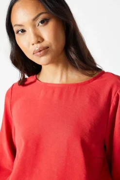 Red Sleeve Detail Top