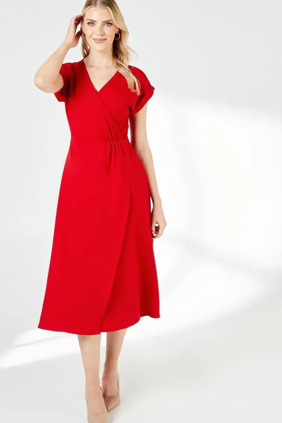 Red Twist Detail Wrap Dress