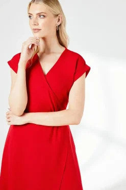 Red Twist Detail Wrap Dress