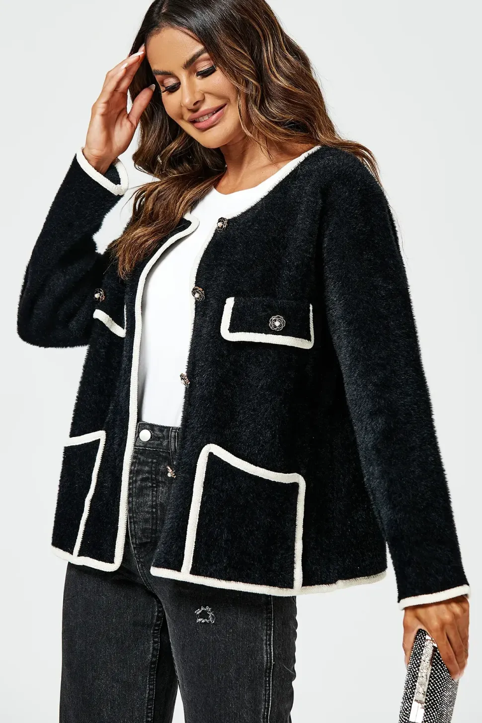 Relaxed Boucle Jacket In Black