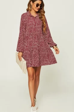 Relaxed Button Front Long Sleeved Shirt Mini Dress
