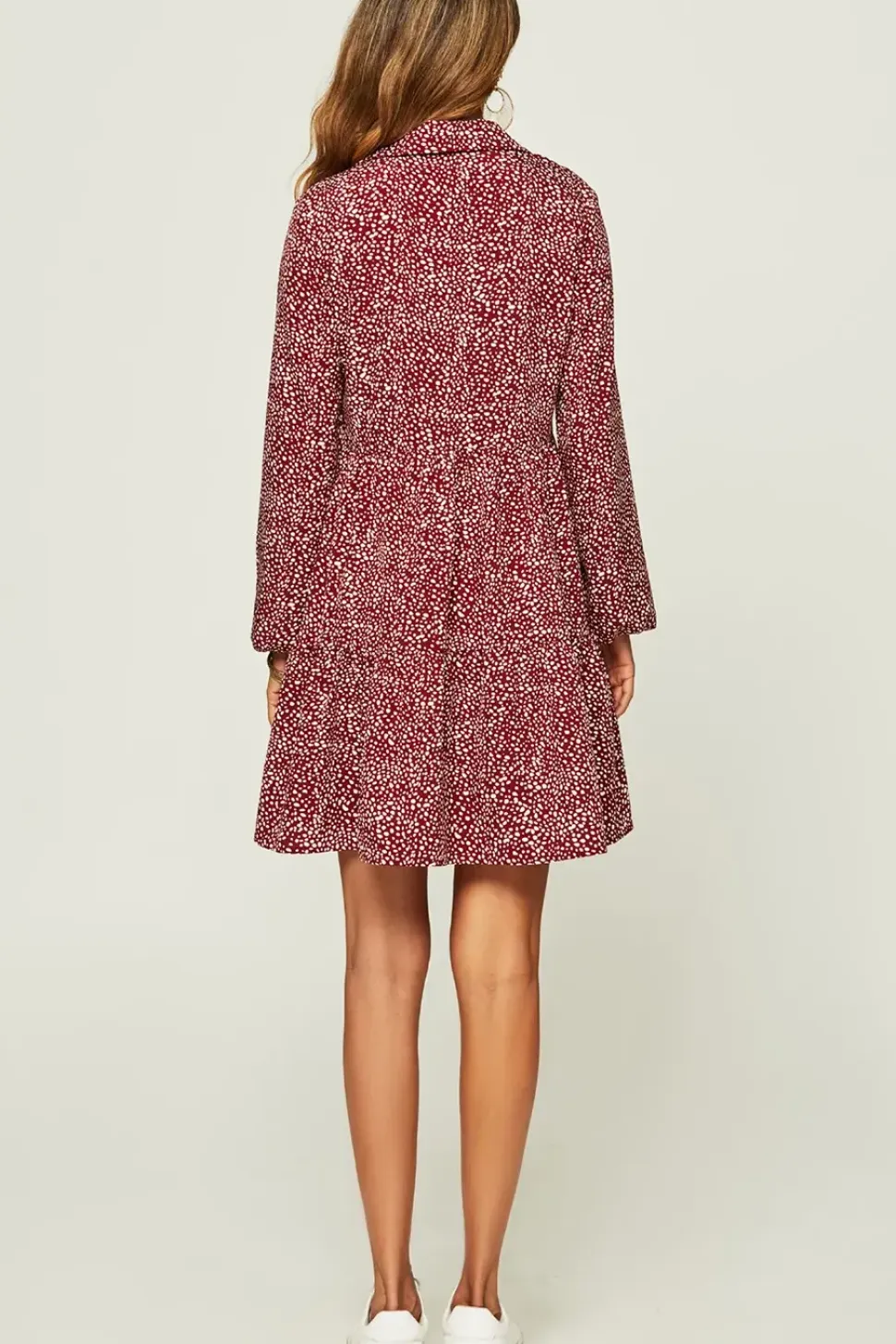 Relaxed Button Front Long Sleeved Shirt Mini Dress