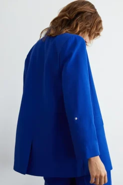 Relaxed Roll Sleeve Edge To Edge Blazer
