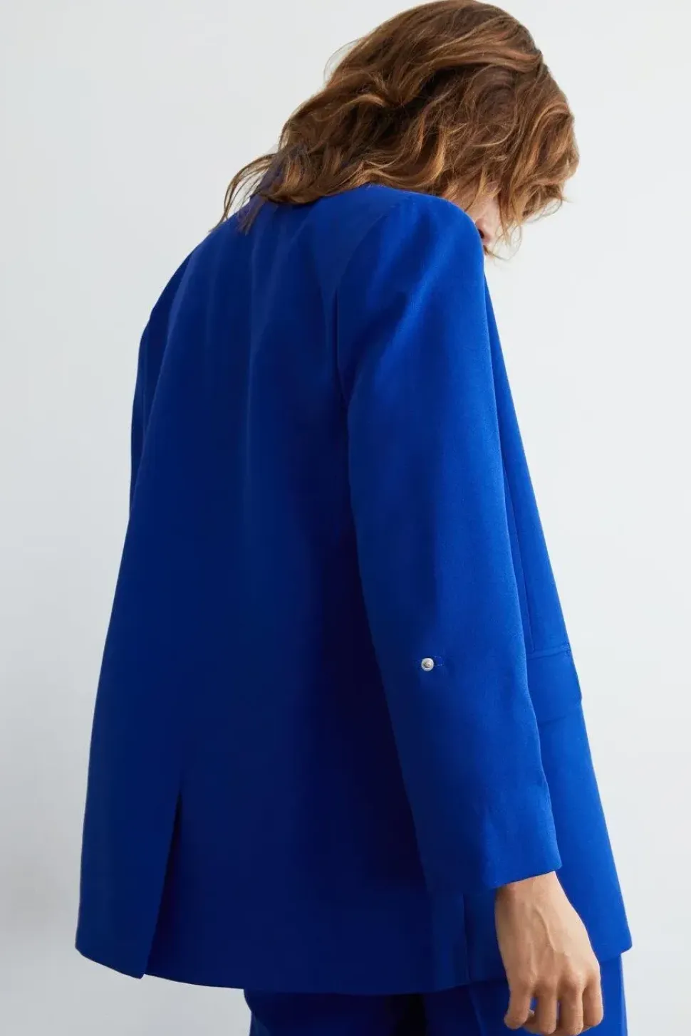 Relaxed Roll Sleeve Edge To Edge Blazer