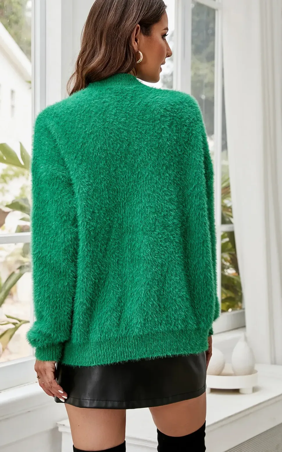 Relaxed Soft Comfy Jumper Top In Green