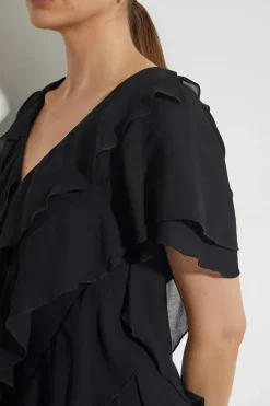 Renata Ruffle Maxi Dress Black