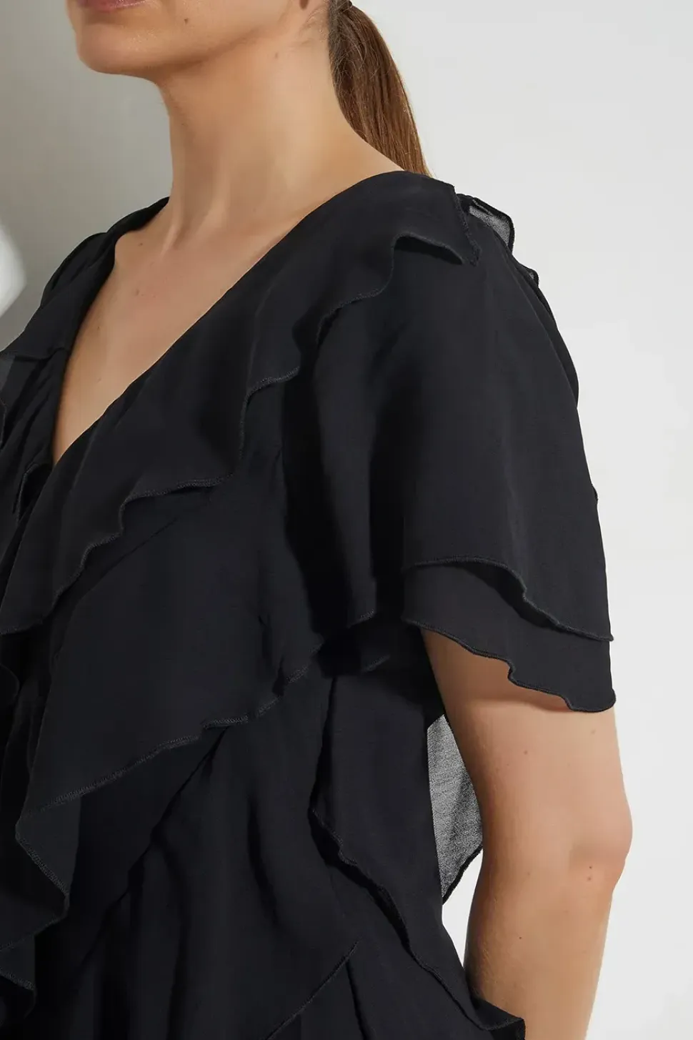 Renata Ruffle Maxi Dress Black