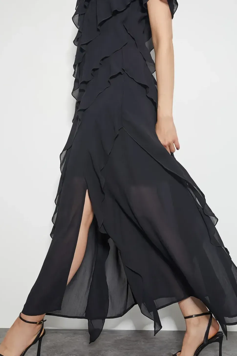 Renata Ruffle Maxi Dress Black