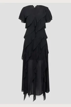 Renata Ruffle Maxi Dress Black