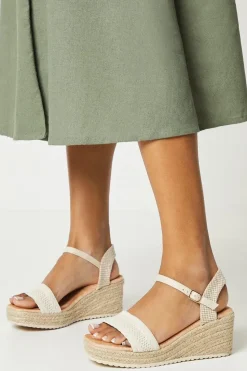 Rene Woven Front Medium Wedge Sandals