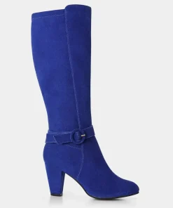 Retro Colour Block Long Knee High Suede Boots