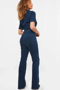 Retro Denim Zip-Front Jumpsuit