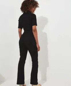 Retro Denim Zip-Front Jumpsuit