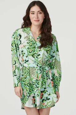 Retro Floral Mini Shirt Dress
