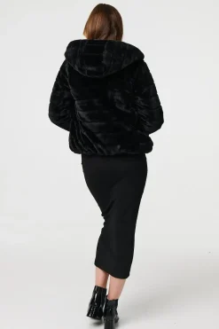 Reversible Faux Fur Hooded Puffer Jacket