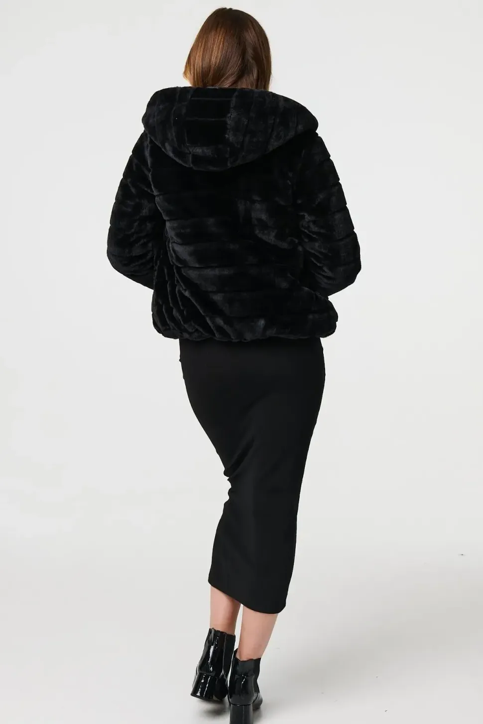 Reversible Faux Fur Hooded Puffer Jacket