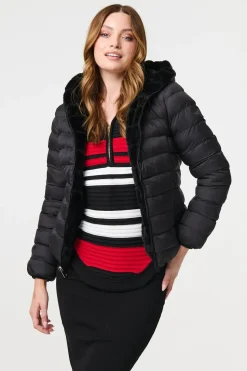Reversible Faux Fur Hooded Puffer Jacket