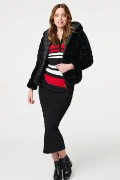 Reversible Faux Fur Hooded Puffer Jacket