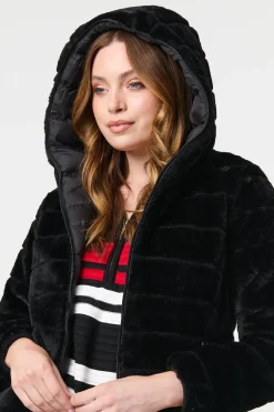 Reversible Faux Fur Hooded Puffer Jacket