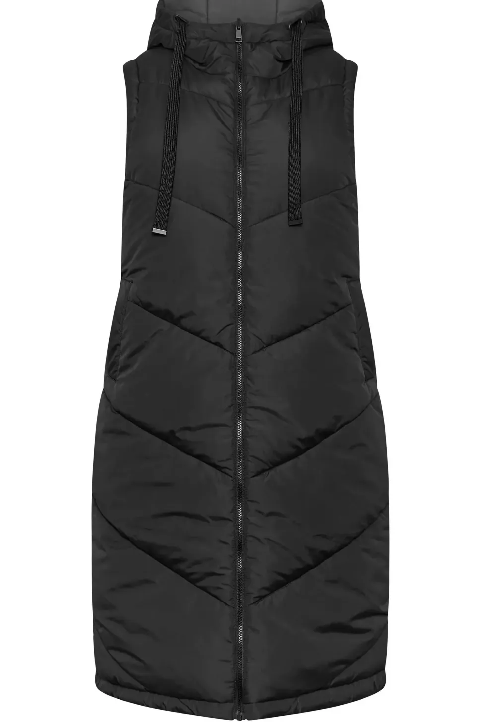 Reversible Quilted Longline Hooded Gilet