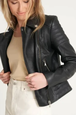 Ribbed Asymmetric Biker Jacket