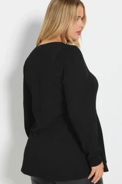 Ribbed Button Front Top