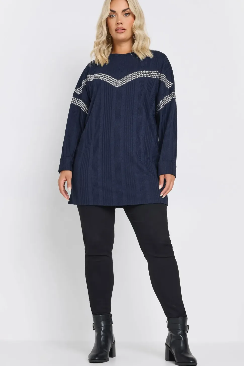 Ribbed Chevron Stud Jumper