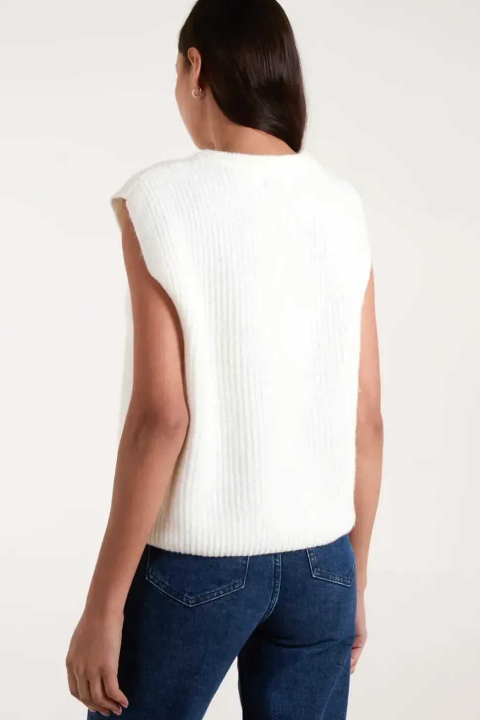 Ribbed Knitted Button Vest