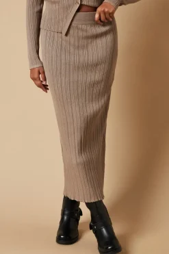 Ribbed Knitted Midi Skirt Co Ord