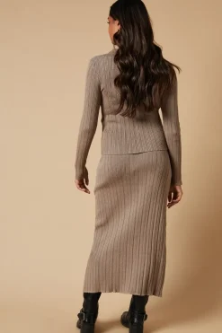 Ribbed Knitted Midi Skirt Co Ord