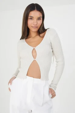 Ribbed Knitted V-Neck Cardigan