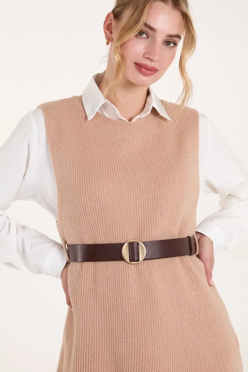 Ribbed Knit Vest Blouse