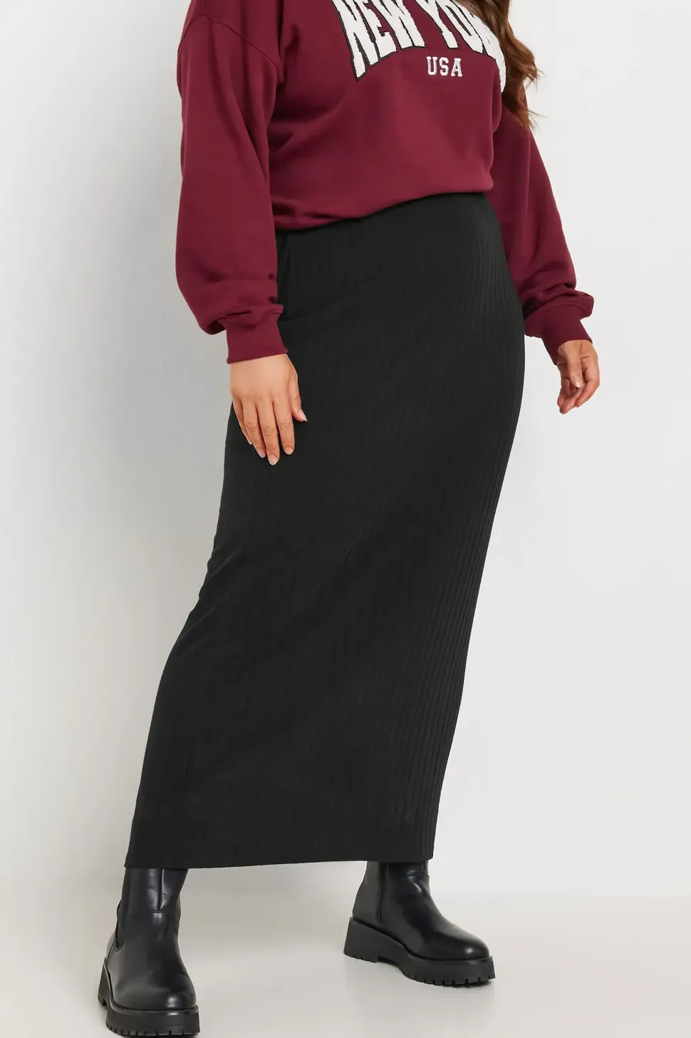 Ribbed Maxi Tube Skirt