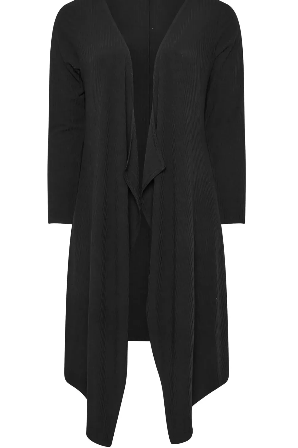 Ribbed Midaxi Waterfall Cardigan