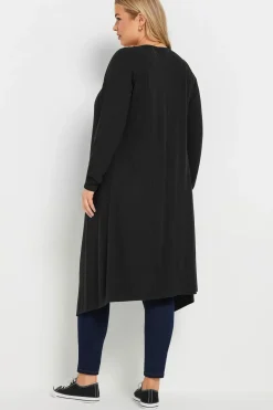 Ribbed Midaxi Waterfall Cardigan