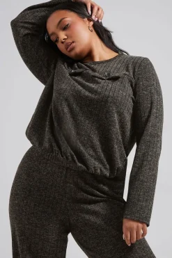 Ribbed Pocket Detail Top
