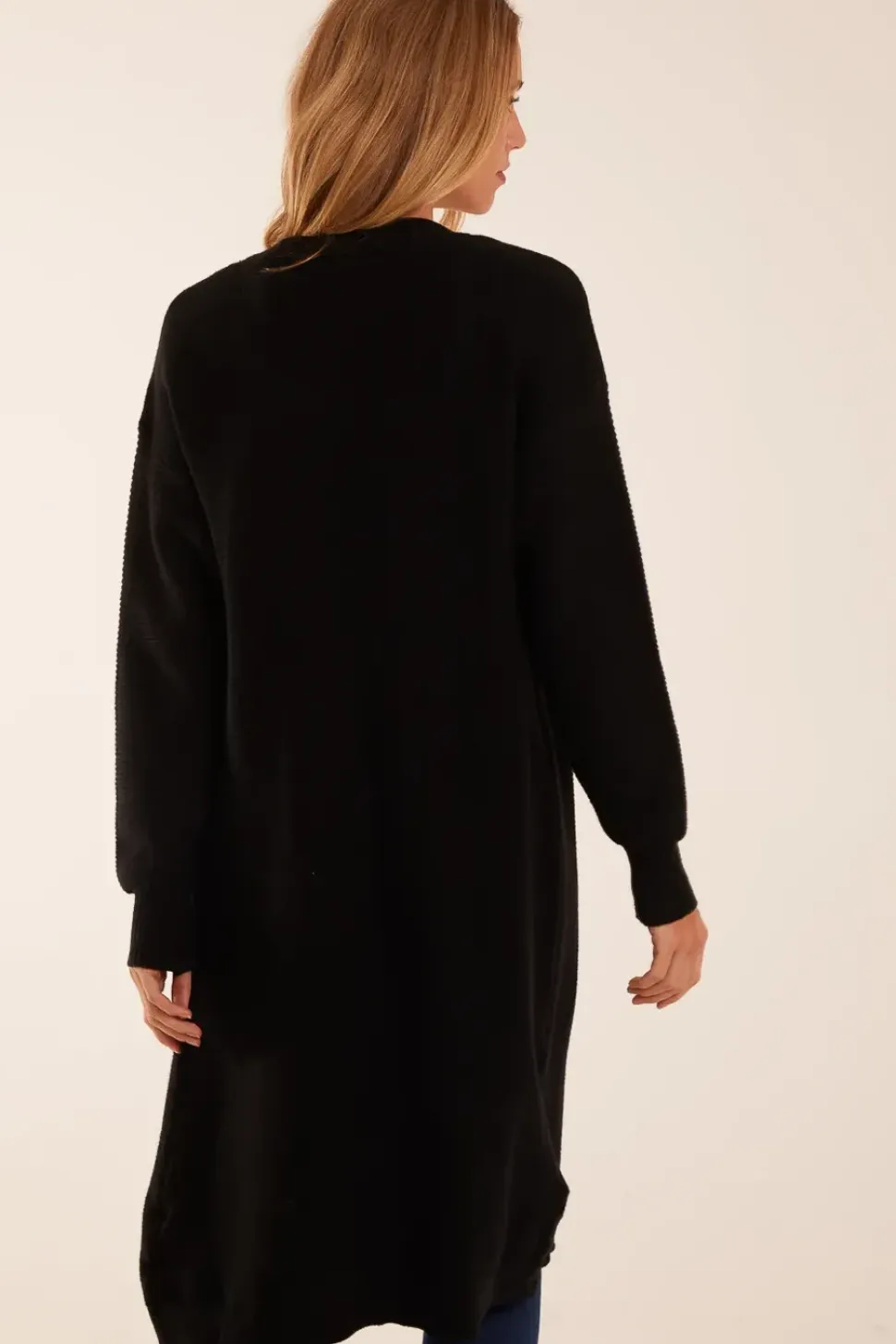 Ribbed Throw On Maxi Cardigan