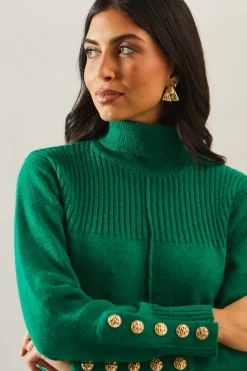 Rib Panel Button Sleeve Jumper